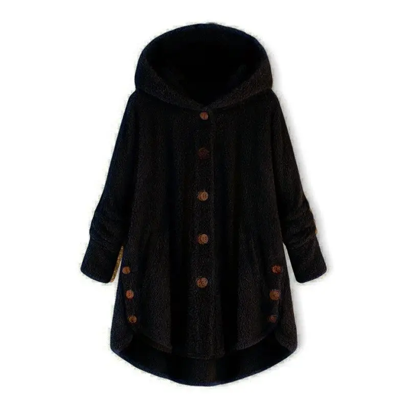 Женская зимняя одежда с длинным рукавом пушистый хвост Топы с капюшоном теплое пальто куртка ассиметричное, неправильной формы подол свободный S-5XL - Цвет: 7