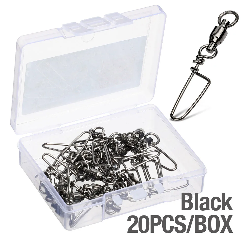 Black 20Pcs DONQI 10/20/50 шт./компл. роликовых подшипников рыболовной соединитель 0#6# Нержавеющая сталь Вращающийся шарнир из рыболовный крючок ссылку рыбы приманки коннектор - Цвет: Black 20Pcs
