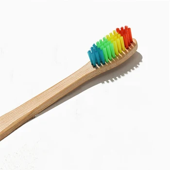 

1 Piece Novelty Wooden Rainbow Colorful Head Bamboo Toothbrush Soft Bristle Bamboo Fibre Wooden Handle Oral Care