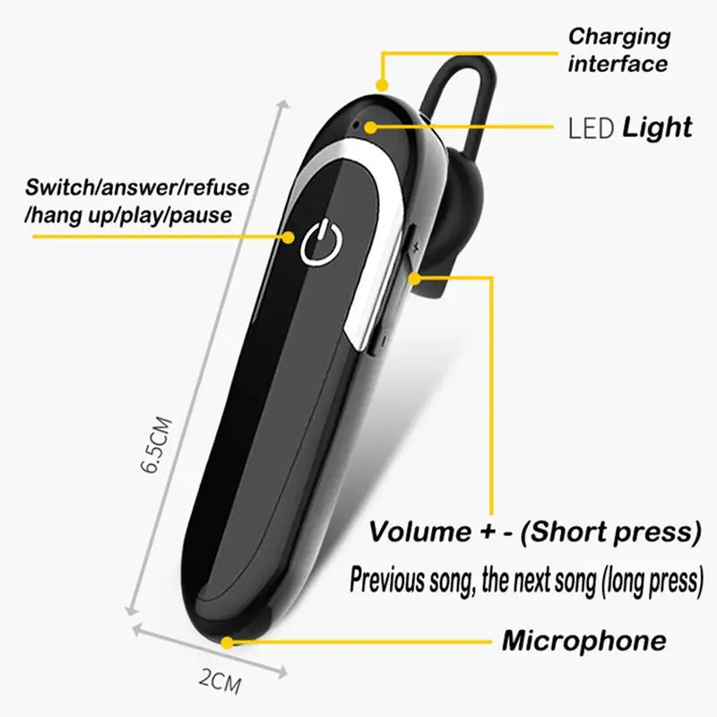 Беспроводные bluetooth-наушники Hands-Free, bluetooth-гарнитура, наушники-вкладыши с микрофоном, чехол для наушников для телефона, ПК