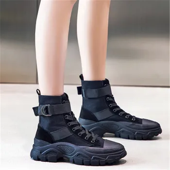 

Fashion Women Martin Boots Woman Thick Bottom Spring Winter British Boots Warm Shoes Genuine Leather Zapatos De Mujer Botas Muje