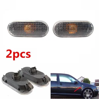 

Silver Lens Amber Full LED Bumper Side Marker Light Kit for Golf MK3 1996-2002 3A0949117, Front LED Fender Marker Blinker