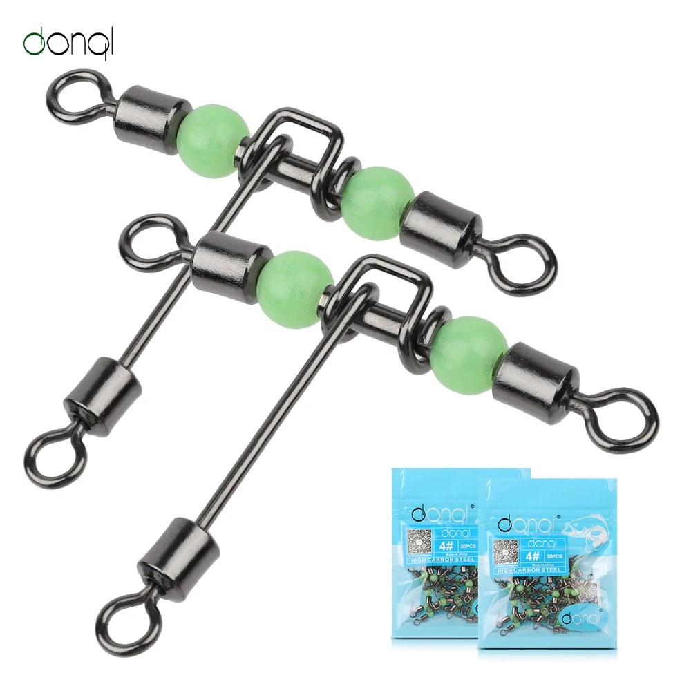

DONQL 5Pcs/20Pcs/Lot T-shape 3 Way Fishing Connector Bearing Rolling Swivel With Beads Fishhook Lure Line Fishing Connector
