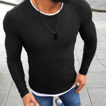 

Sweater Men Casual O-Neck Pullover Men Autumn Sliming Long Sleeve Shirt Mens Sweaters Knitted Cashmer Cotton Spandex Men Sweater