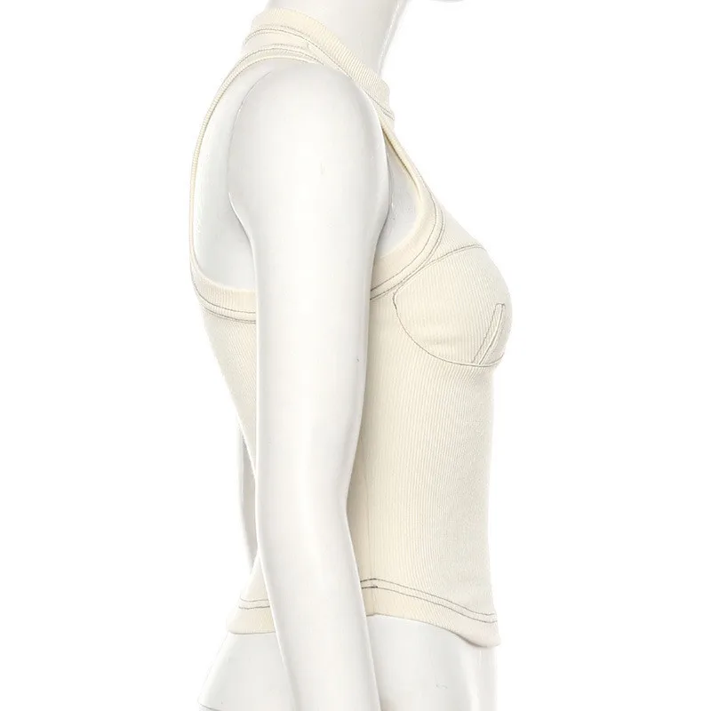 Сексуальный тонкий Топ без рукавов с принтом, женская модная летняя повседневная короткая майка с круглым вырезом, Женский облегающий короткий топ, новинка
