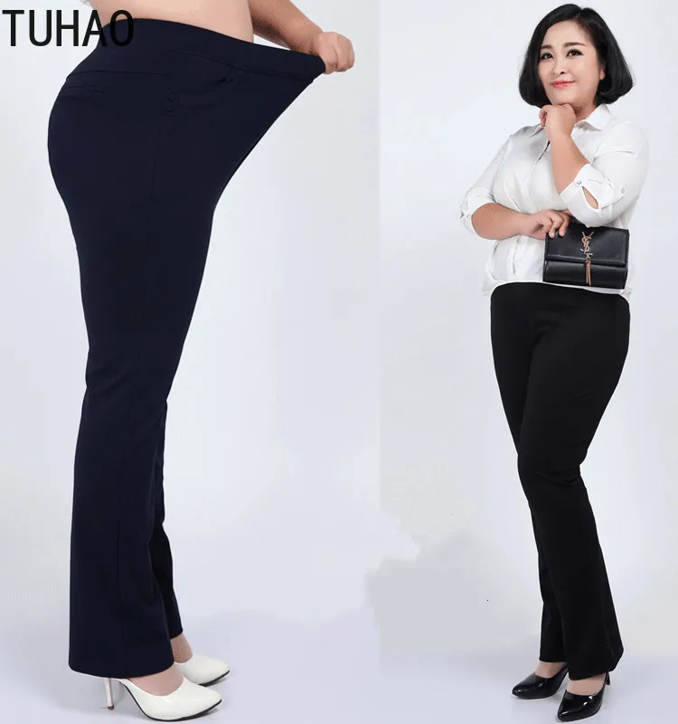 

TUHAO 2020 Plus Size 9XL 8XL 7XL 6XL Women Casual Pants High Waist Straight Pants Stretch Women's Pant Pants Trousers WM49