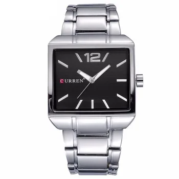 

Simple Square Dial Man Watch Stainless Steel Band Analog Quartz Wristwatches Alloy Case Male Business Steel Quartz Watches