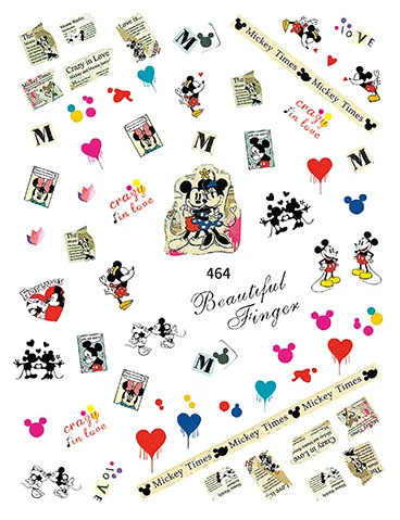 1PCS Disney Cartoon Anime Collection Star Design Nail Sticker Mickey Mouse Donald Duck Lion King Mermaid Stitch Nail Slider DD464