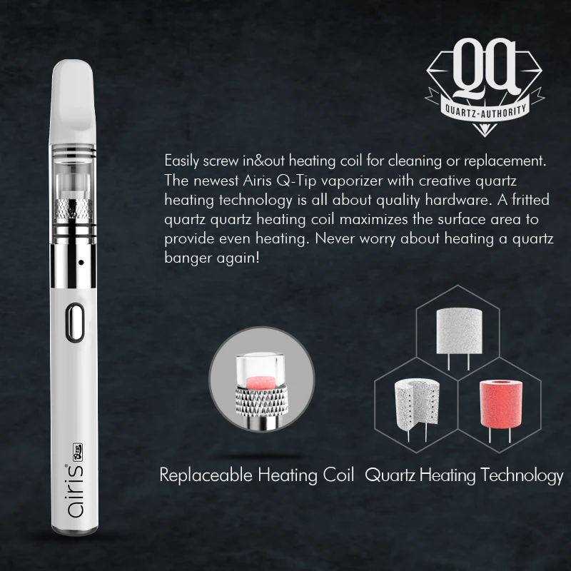  AIRISTECH airis Qtip Wax Vaporizer Portable Vape Pen Kit Quartz Hearting Ceramic Dip Tip Mouthpiece