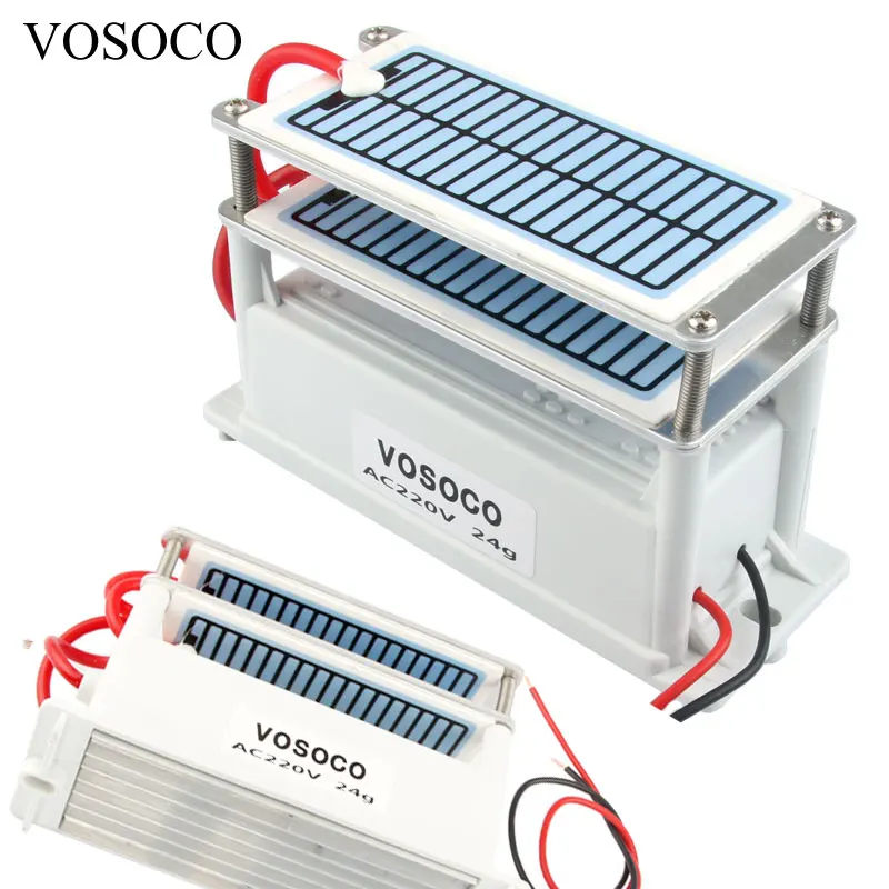 Портативный Керамический озоновый генератор 220 В 24 г двойной интегрированный длинный срок службы керамическая плита озонатор система очистки воздуха и воды озона машина