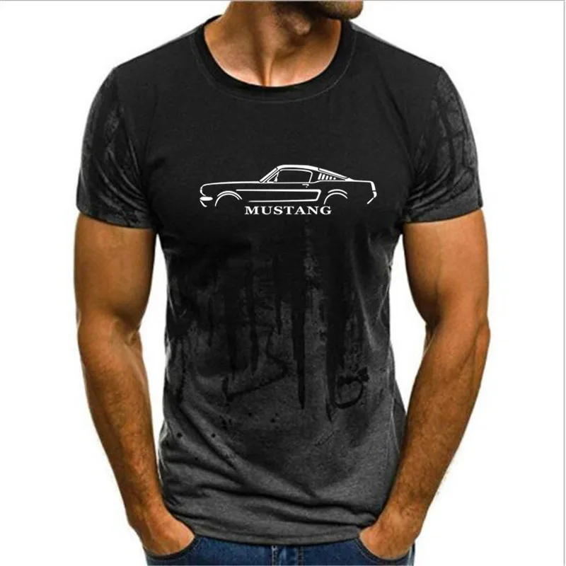 Picture color model Ford mustang, Мужская футболка с автомобилем, модная летняя брендовая футболка, высокое качество, S-4XL, брендовая одежда с коротким рукавом, авто футболка - Цвет: Picture color model