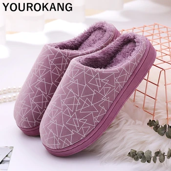 

Women Home Slippers Female Indoor Flip Flops Winter Warm Plush Cotton Shoes Unisex Couple Footwear Soft Furry Household Slippers