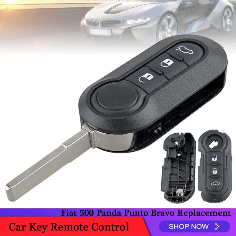 3 Buttons Car Key Remote Control Folding Housing Replacement Key Shell Case Fit for Fiat 500 Panda Punto Bravo replacement 3 buttons for kia venga remote key 2009 2014 95430 1p000 car fob cover housing remote key shell case flip folding