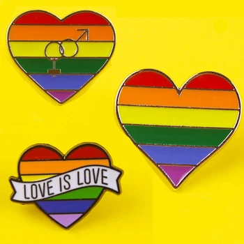 

Rainbow Colored Metal Zinc Alloy Brooch Fashion Stripes Heart Badge Pin Fun Trendy Outside Clothing Backpack Jewelry Gift