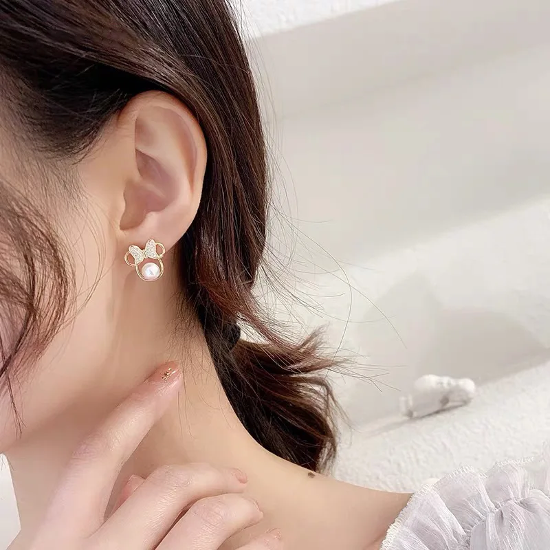 

Cute Earrings Set Crystals WIth Mickey Bow Pearl For Girls Charm Fashion 2020 New Jewelry Accessories Ear Stud Wholesale