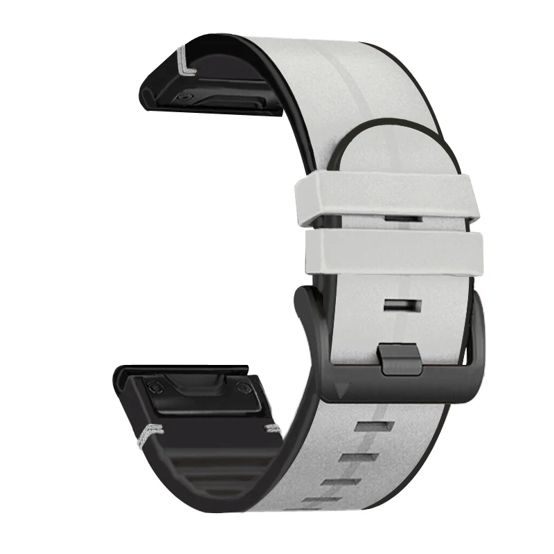 Enhanced Silicone Leather QuickFit Watch Strap - 26mm Wristband Bracelet