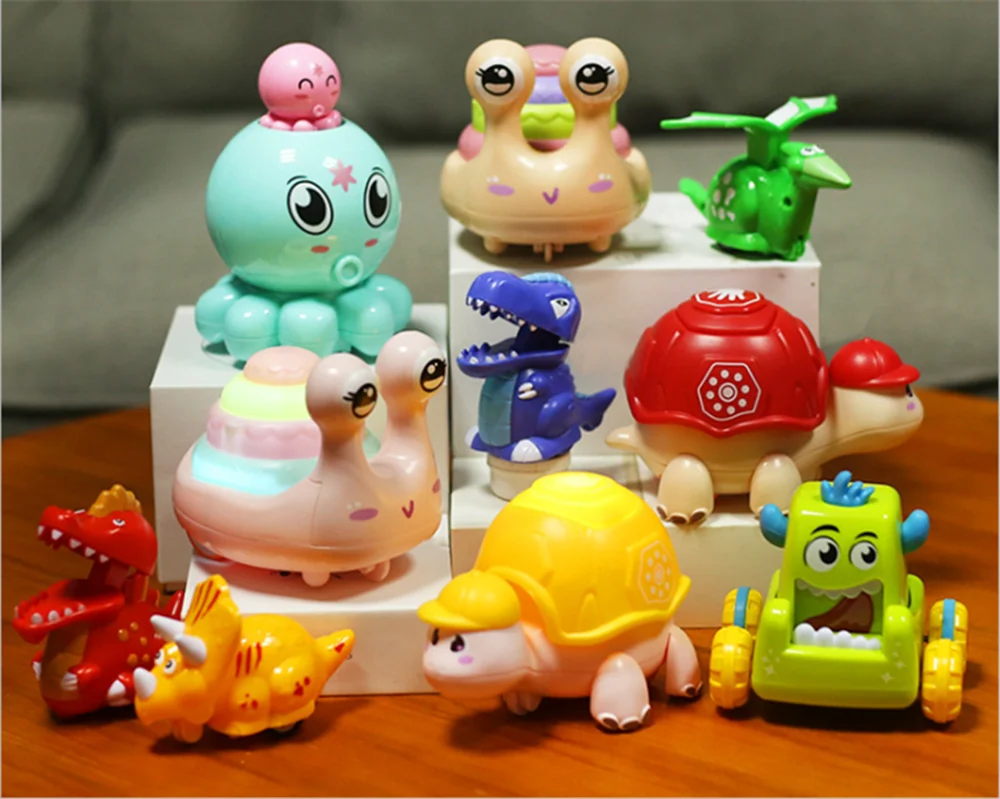 Explosive animal cute turtle snail car pull back car children Clockwork toy plastic neutral funny cartoon puzzle press toy gift