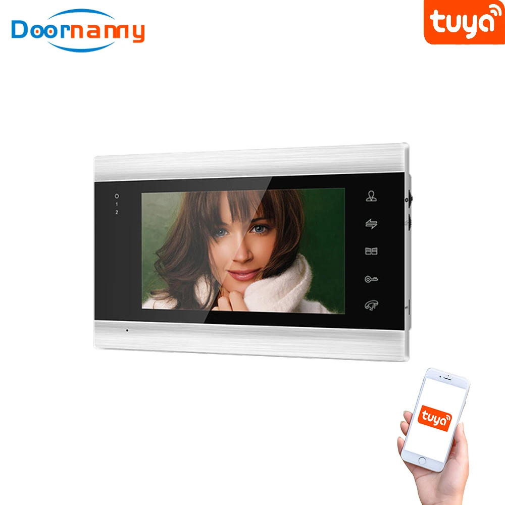 Doornanny interior Monitor de pantalla de vídeo sistema de intercomunicación CVBS AHD 4 cables analógicos de alarma de seguridad Tuya WiFi inteligente del teléfono