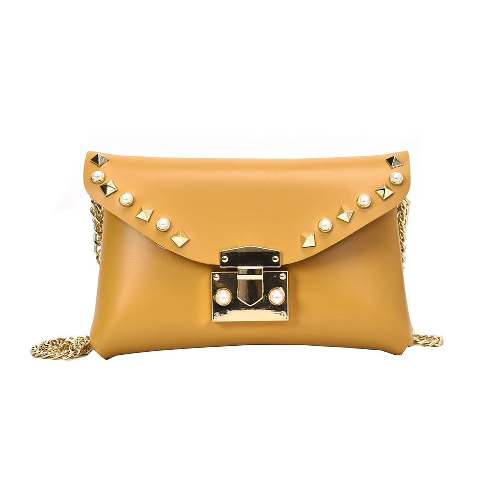 Fashion Ladies Solid Color Waist Fanny Belt Packs Shoulder Messenger Handbags PU Leather Casual Women Chain Crossbody Chest Bags - Цвет: Цвет: желтый