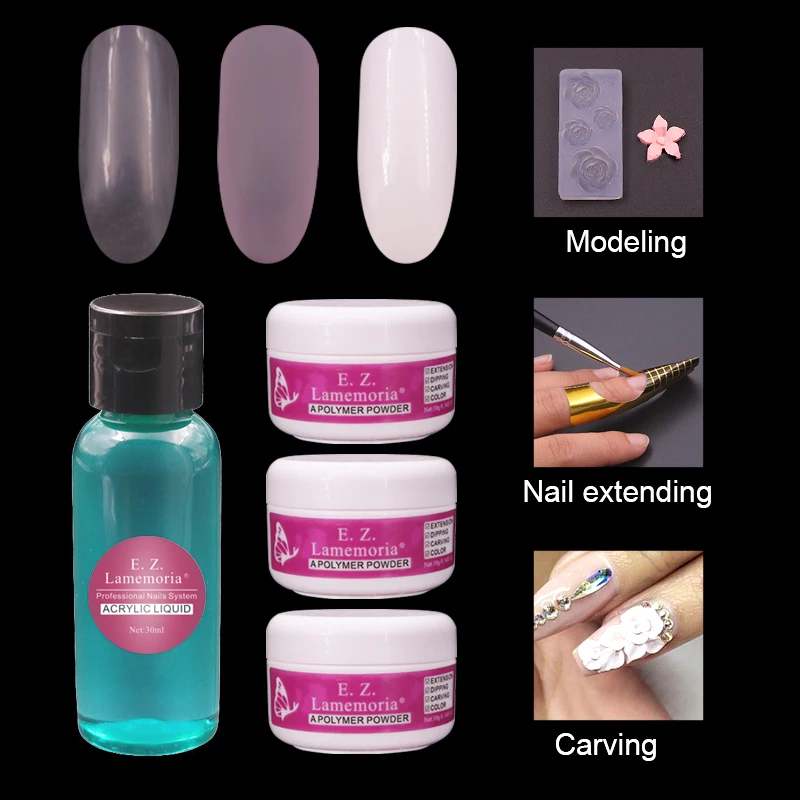 

Multi-Function Acrylic Powder Nail Kit Dip Powder System Set acryl Liquid Polymer Poly Builder Crystal Nail Art Set Clear Pink