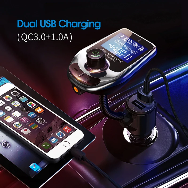 1," TFT цветной дисплей Bluetooth автомобильный комплект громкой связи 2 USB порта QC3.0 Быстрая зарядка fm-передатчик MP3 музыкальный плеер