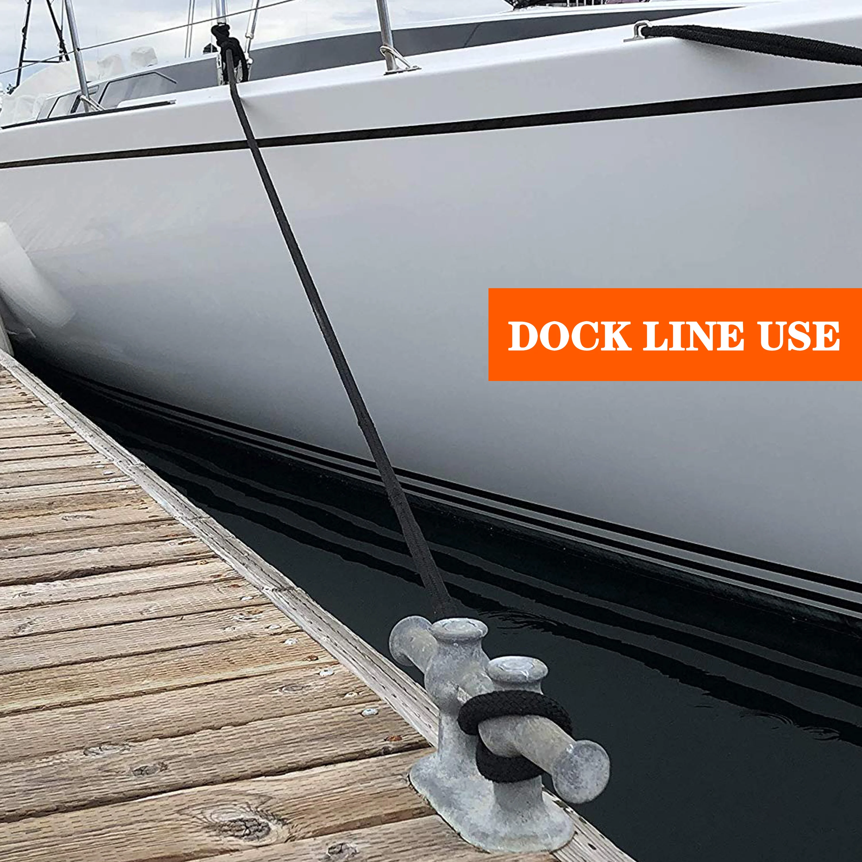 Rainier Dock Lines – 2 Stück, 4,6 M, Doppelt Geflochtenes Nylon, 30,5 Cm Öse, Schwarz