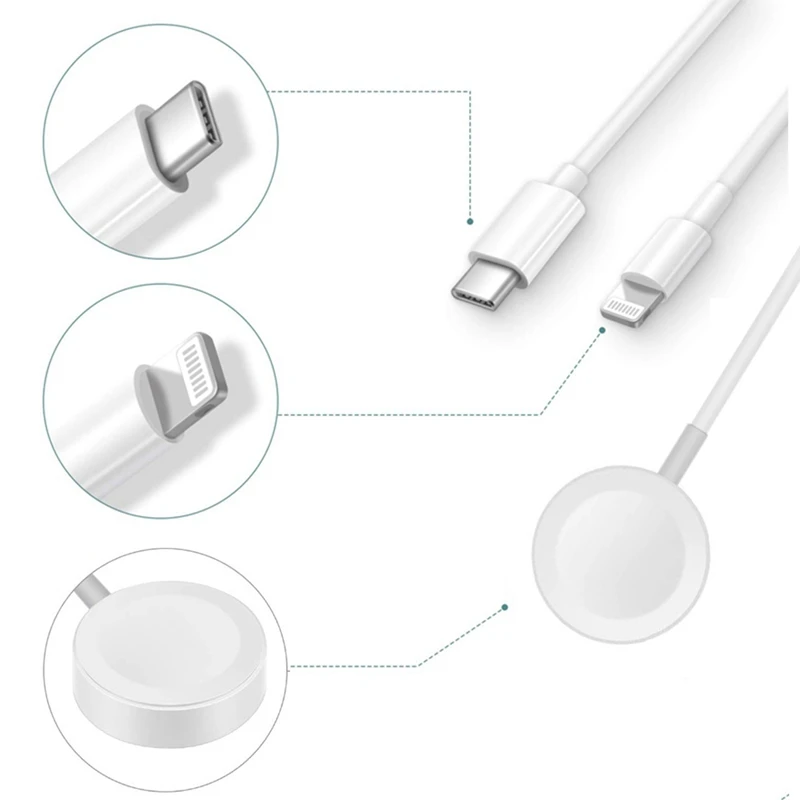 3 в 1 Беспроводное зарядное устройство для Apple Watch Series 1 2 3 4 USB Магнитный зарядный кабель 1,2 метр для iPhone 5 6 7 8 X/plus ipad