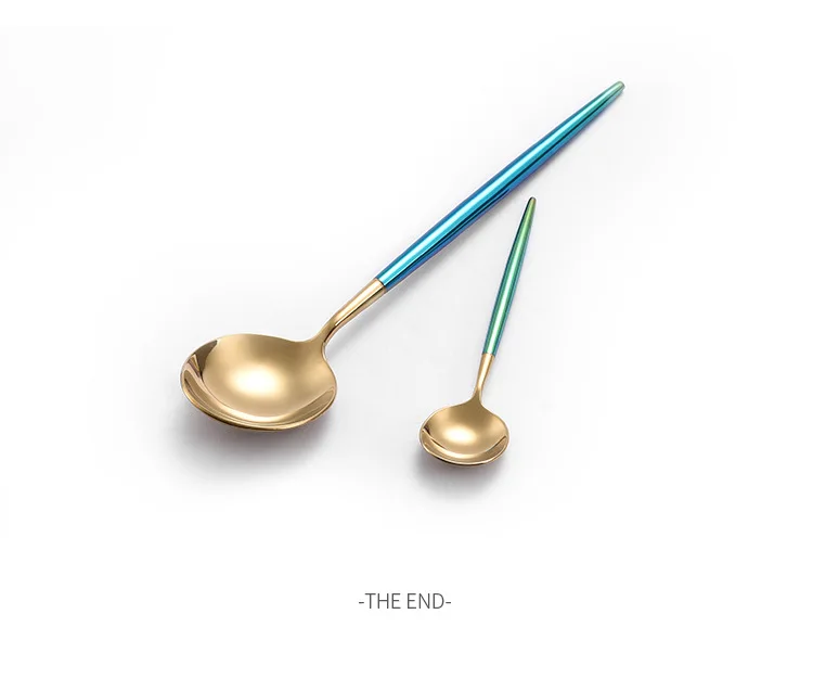 304 Stainless Steel Colorful Gradient Portugal Stainless Steel Household Table Knife And Fork Spoon Mirror Light Steak Tableware