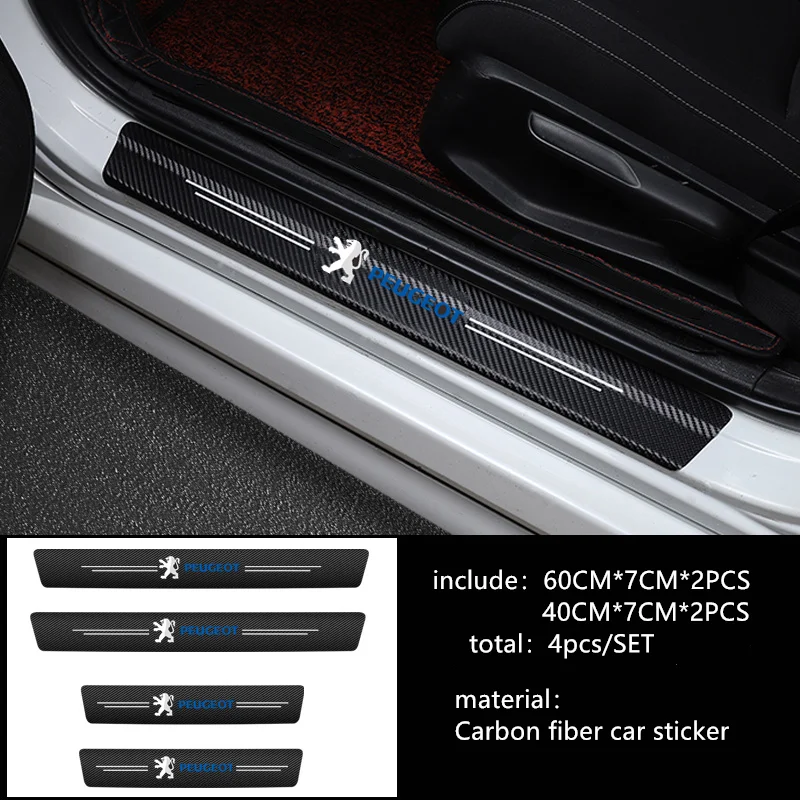 Стайлинг автомобиля 4 шт. наклейки из углеродного волокна на порог двери для Peugeot