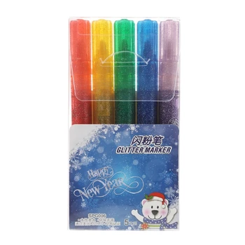 

5Pcs Magic Glitter Marker Pen Bright Sparkling Color Drawing Painting Stationery