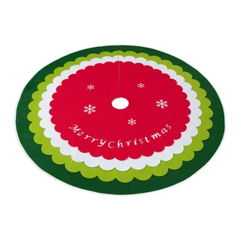 

Non-woven Scalloped Christmas Tree Skirt Felt 4 Layers DIY 48 inches Large Xmas Festival Holiday Party Supplies Embellishment