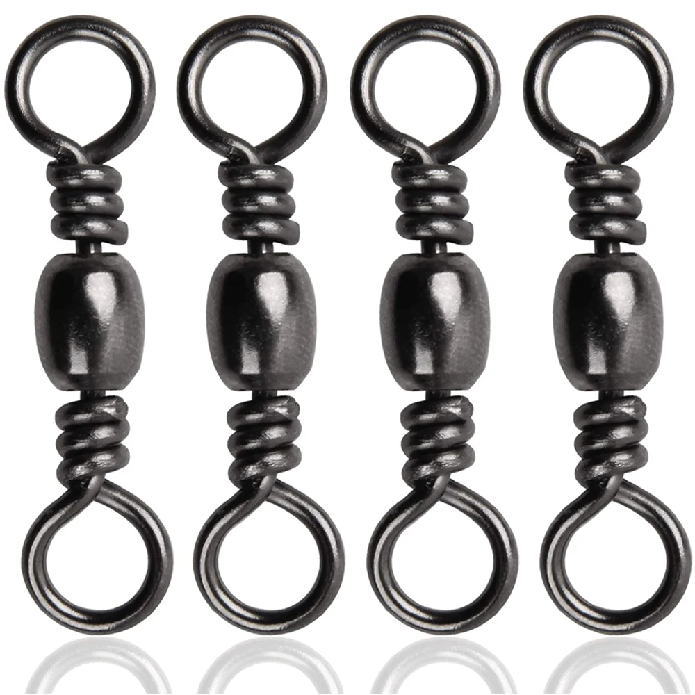 100Pcs Rolling Barrel Swivel Fishing Connector With Solid Ring