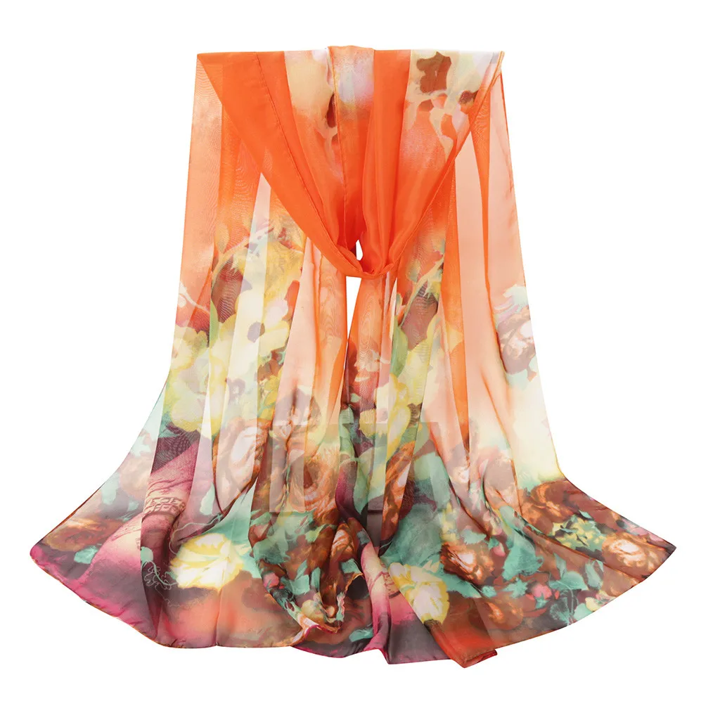 

Star Pentagram Warm Shawl Fashion Women Flower Print Long Soft Wrap Scarf Simulation Silk Shawl Scarves шарф женский#917P