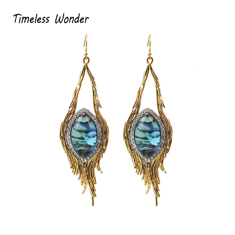 

Timeless Wonder Stunning Oval Stone Geo Dangle Drop Earrings Statement Jewelry Punk Runway Gothic Boho Trendy Ins Rare 6235