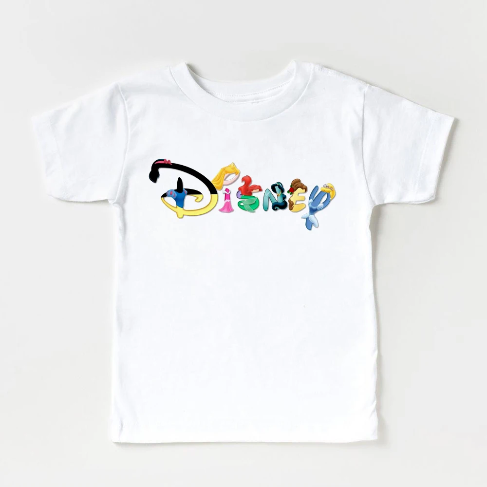 Harajuku Mickey Mouse Dream Wonder Future Letter Printed T-Shirt Summer Children Short Sleeve White Tee Kids Casual Tshirt t-shirt design kid