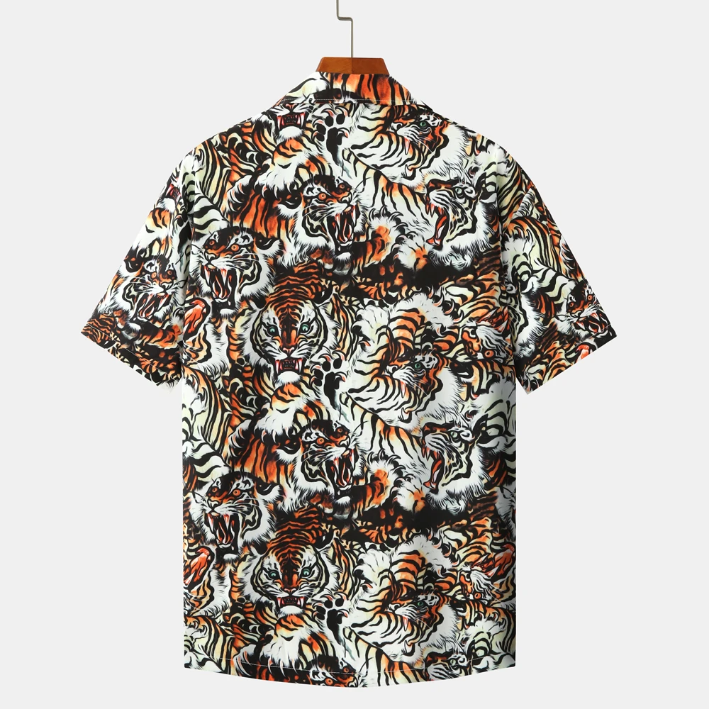 OSCN7 Повседневная Мужская Уличная рубашка с коротким рукавом и принтом модель 2020