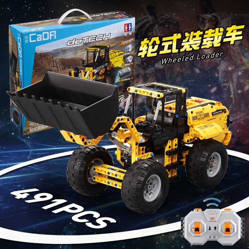 

Double e Cracking Take C51058 Wheel Loader Engineering Forklift Small Particles Assembled Building Blocks Remote Control Electri