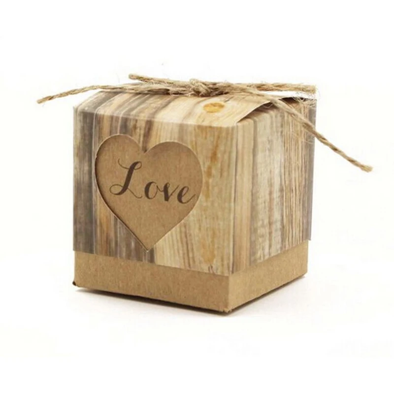 

50pcs Wedding Favour Favor Sweet Cake Gift Candy Boxes Bags Anniversary Party Kraft Paper Box