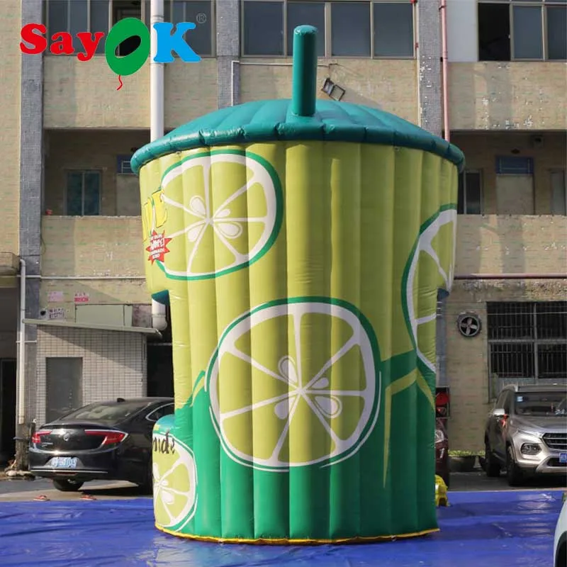 SAYOK ПВХ надувной Lemonade концессионный стенд кабина с воздуходувкой, надувная тележка-тележка для бизнеса(5 м высотой