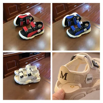 

2020 Summer Childrens Sandals Korean Fashion Boy Round Toe Anti-kick Open Toe Shoes Girl Soft Bottom Non-slip Baby Toddler Shoes