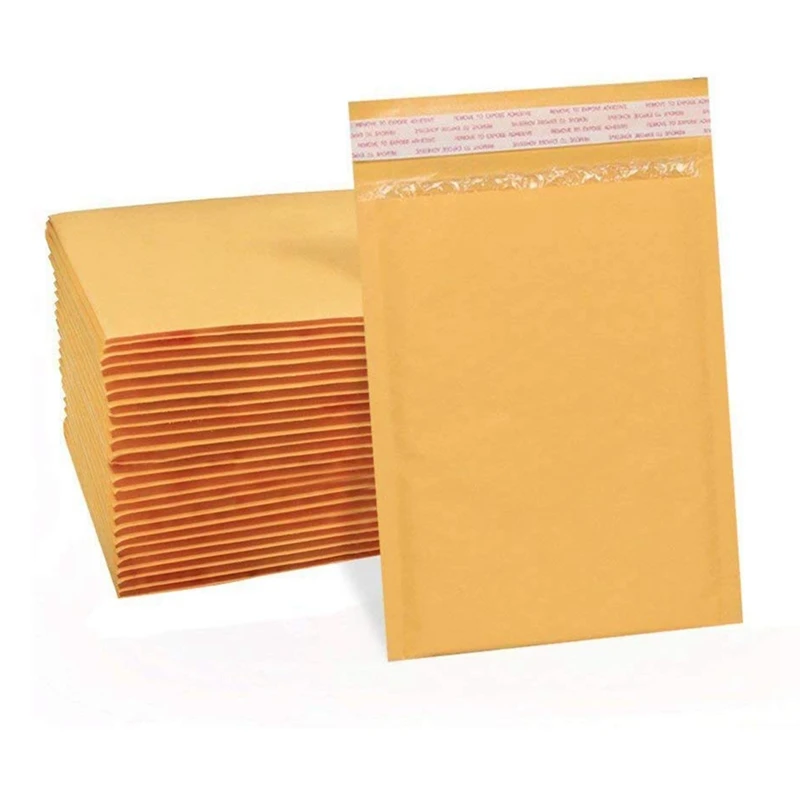 

240 Pcs Kraft Paper Bubble Mail Golden Self-Sealing Cushion Envelope Bag