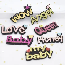12 шт "Wow honey queen Love Angel Baby My Baby" текстовая аппликация для DIY Рождественское украшение для волос заколки наклейка для обруча аксессуары L39