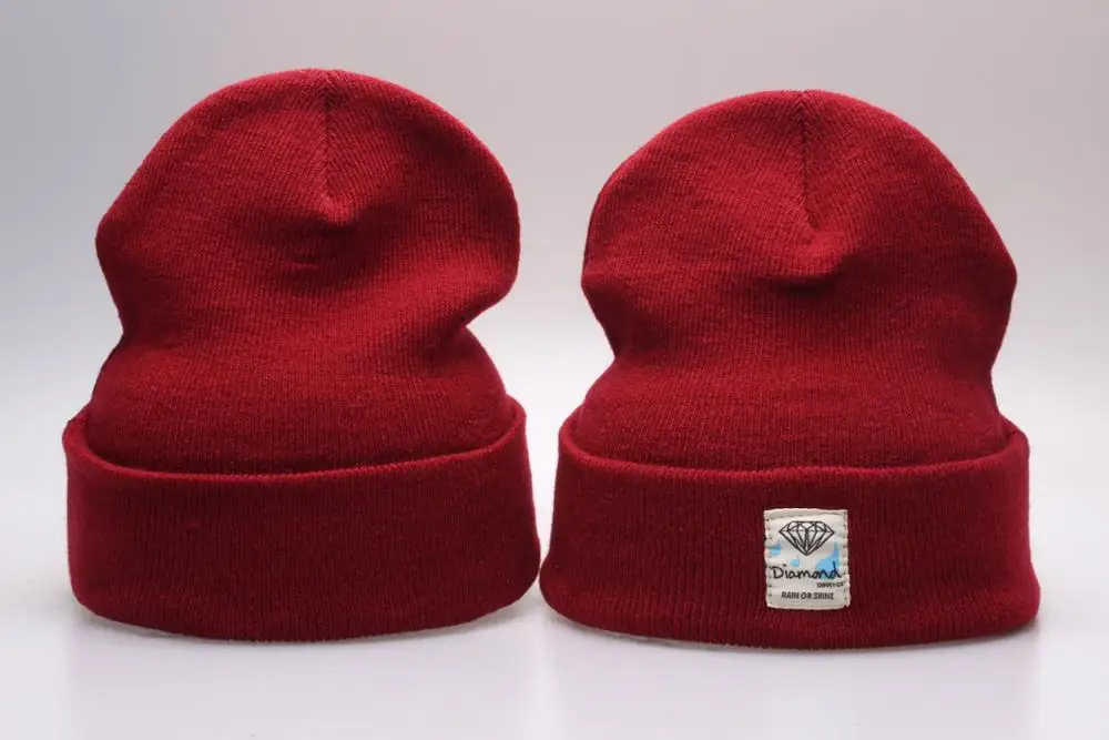 

DIAMOND High Quality Casual Beanies For Men Women Fashion Knitted winter 100% Cotton Hat Hip hop cap Hats Gorron