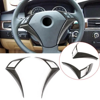 

Carbon Fiber ABS Car Steering Wheel Cover Kit For BMW 5 Series E60 E61 2003-2010 Replacement Car Accessories