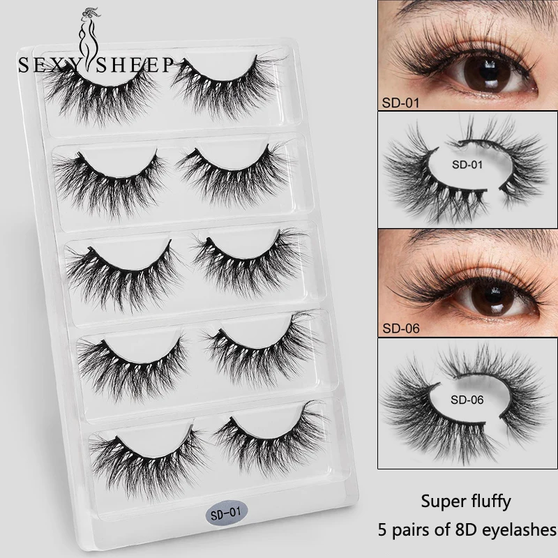 

SEXYSHEEP 5 pairs natural false eyelashes fake lashes makeup kit 8D Faux Mink Lashes eyelash extension mink eyelashes maquiagem