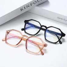 Анти-синий светильник неправильный многоугольник винтажные прозрачные очки оправа модные черные круглые очки прозрачные очки