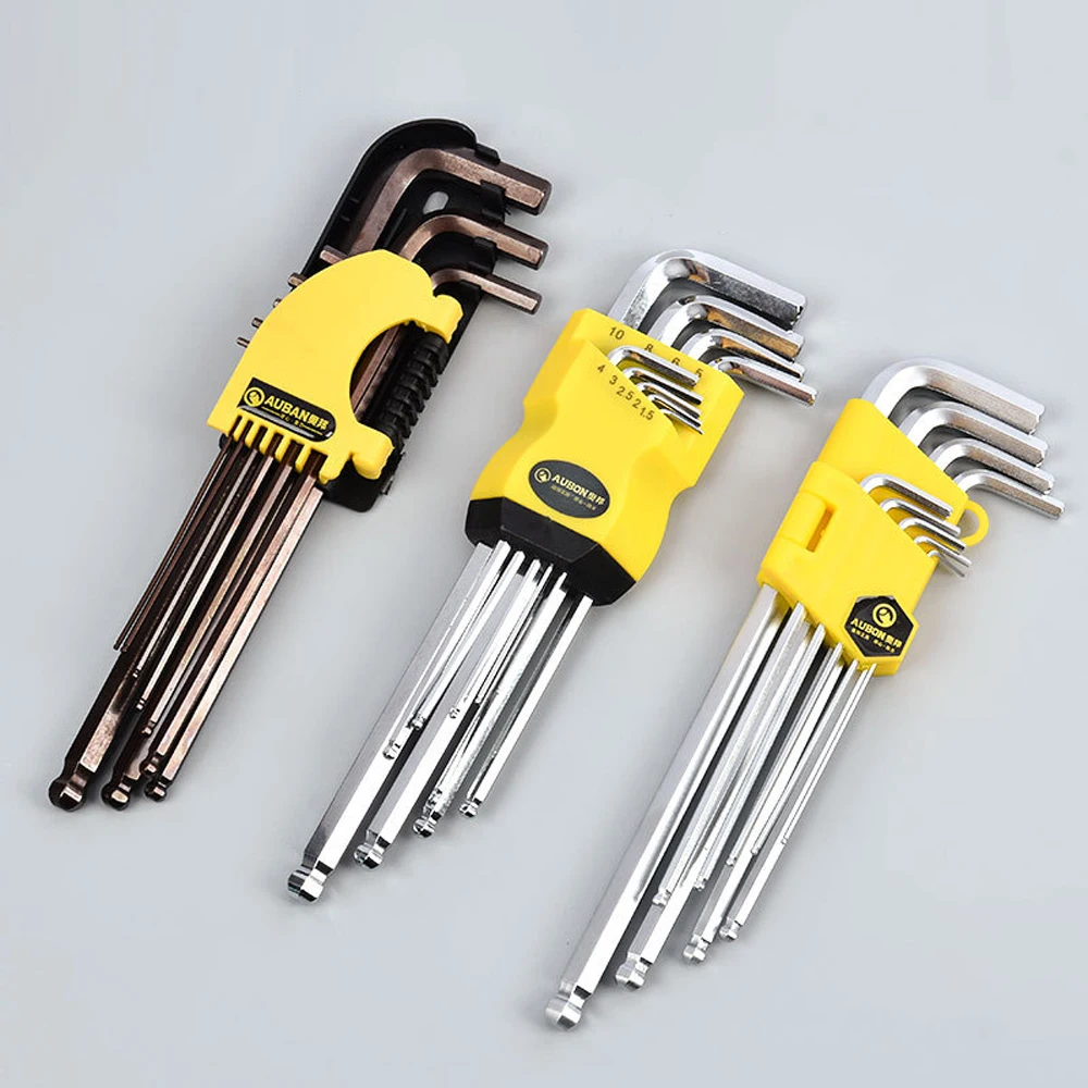 Hexagon Wrenches Internal Hexagonal Wrench Set 9Pcs Cycling Repair Screwdriver Tools L-Shape Allen Hex Key Spanner New Home Tool
