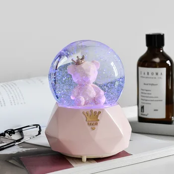 

Ins Snow Globe Glass Music Crystal Ball Creative Resin Cartoon Girl Beauty Gift Nordic Music Box Craft Home Desktop Decoration