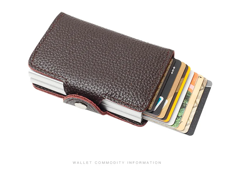 Мини-кредитный держатель для карт для женщин RFID Id держатель Чехол кожаный металлический кошелек Противоугонный автоматический мужской кошелек для кредитных карт