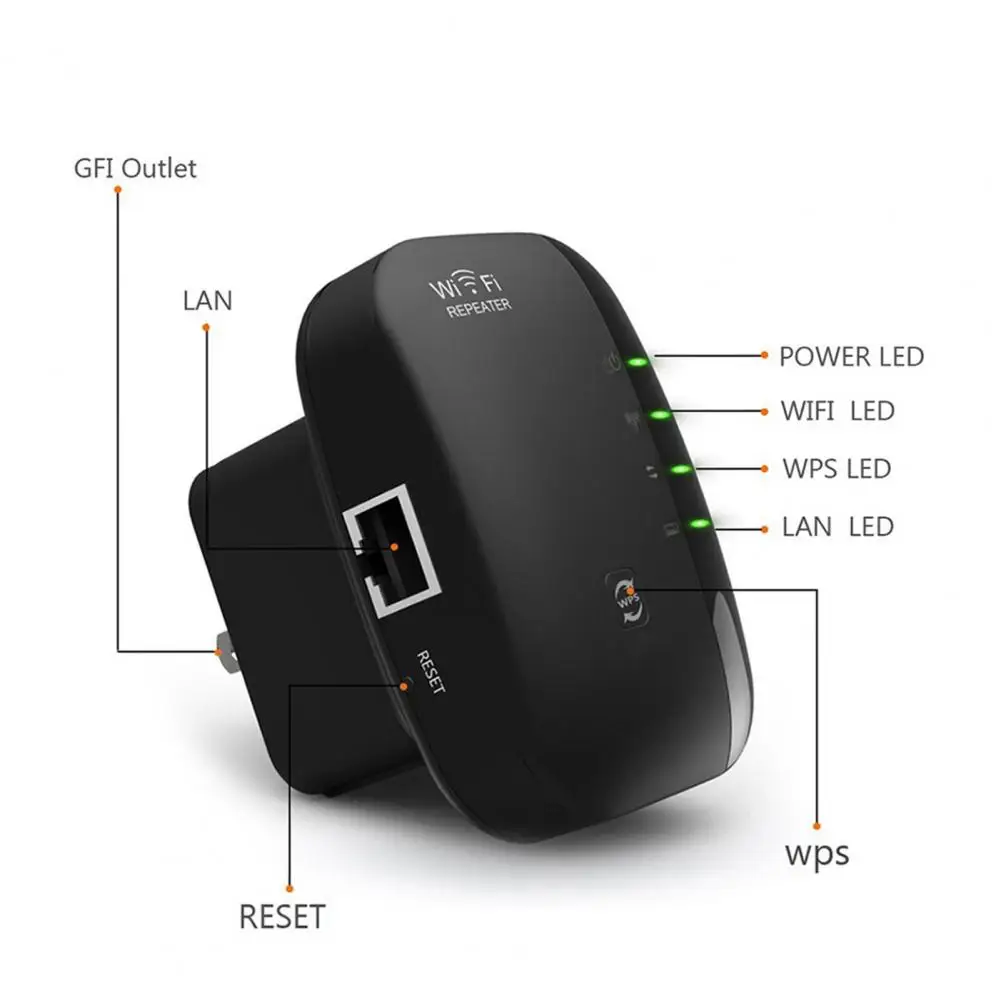 WiFi Repeater 300Mbps 802.11 ABS AP Router Extender Signal Booster for Home